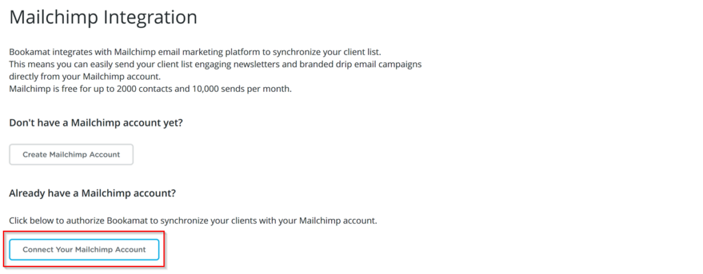 How to integrate your Mailchimp account with Bookamat.